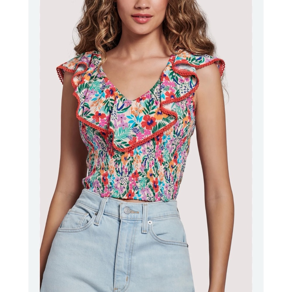 Lost + Wander Women's All Summer Long Top Smocked Floral‎ Multi Small